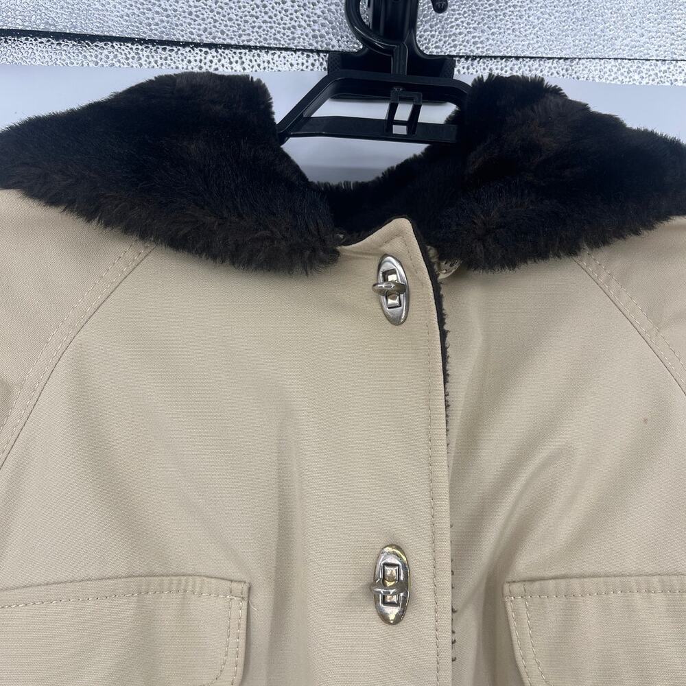 Vtg 80s Country Pacer Fur Trimmed Womens Coat Sz L 90s Heritage Old Money Safari - Picture 2 of 10